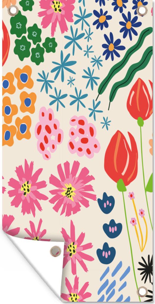 MuchoWow 40x80 cm Outdoor-Poster Gartendeko Sichtschutz Garten Poster für den Garten Blumen - Gestaltung - Tulpe