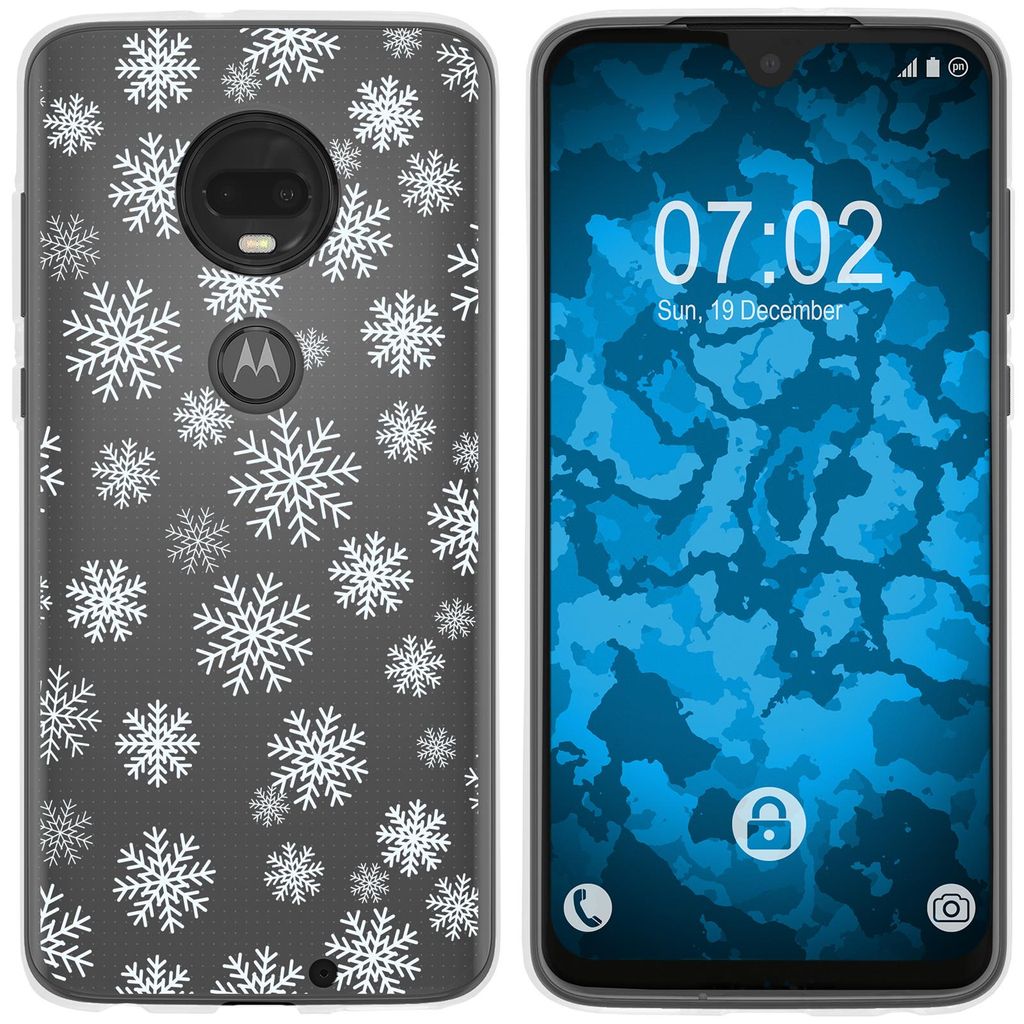 PhoneNatic Case kompatibel mit Motorola Moto G7 Plus Silikon-Hülle X Mas Weihnachten Schneeflocken M2