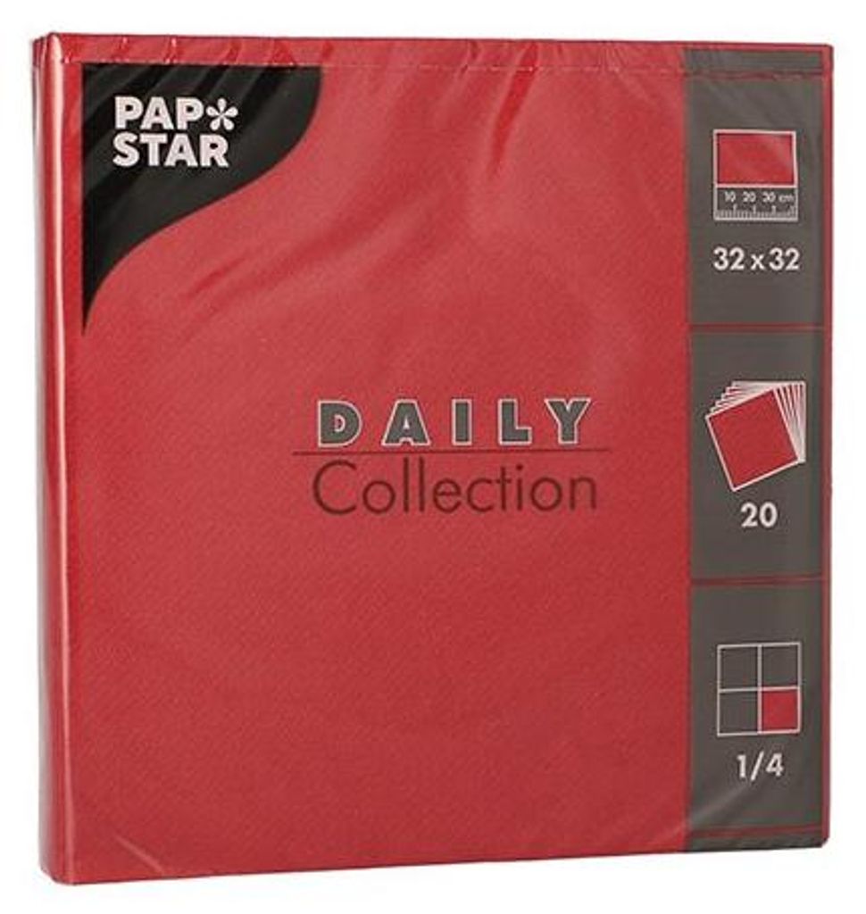 300 Servietten "DAILY Collection" 1/4-Falz 32 cm x 32 cm bordeaux