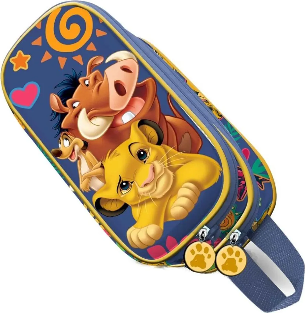 Grande Trousse Scolaire Disney Roi Lion 3D avec Double Rangement Enfants