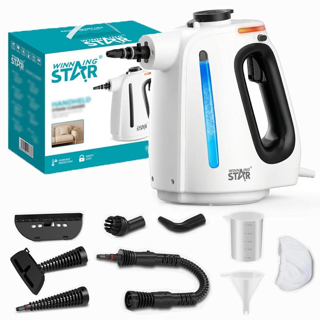 Dampfreiniger, 1350W Handheld Dampfreiniger, 20 Sek. Aufheizzeit Dampfreiniger, 500ml Wassertank, Multifunktional Dampfreiniger mit 9 Zubehör