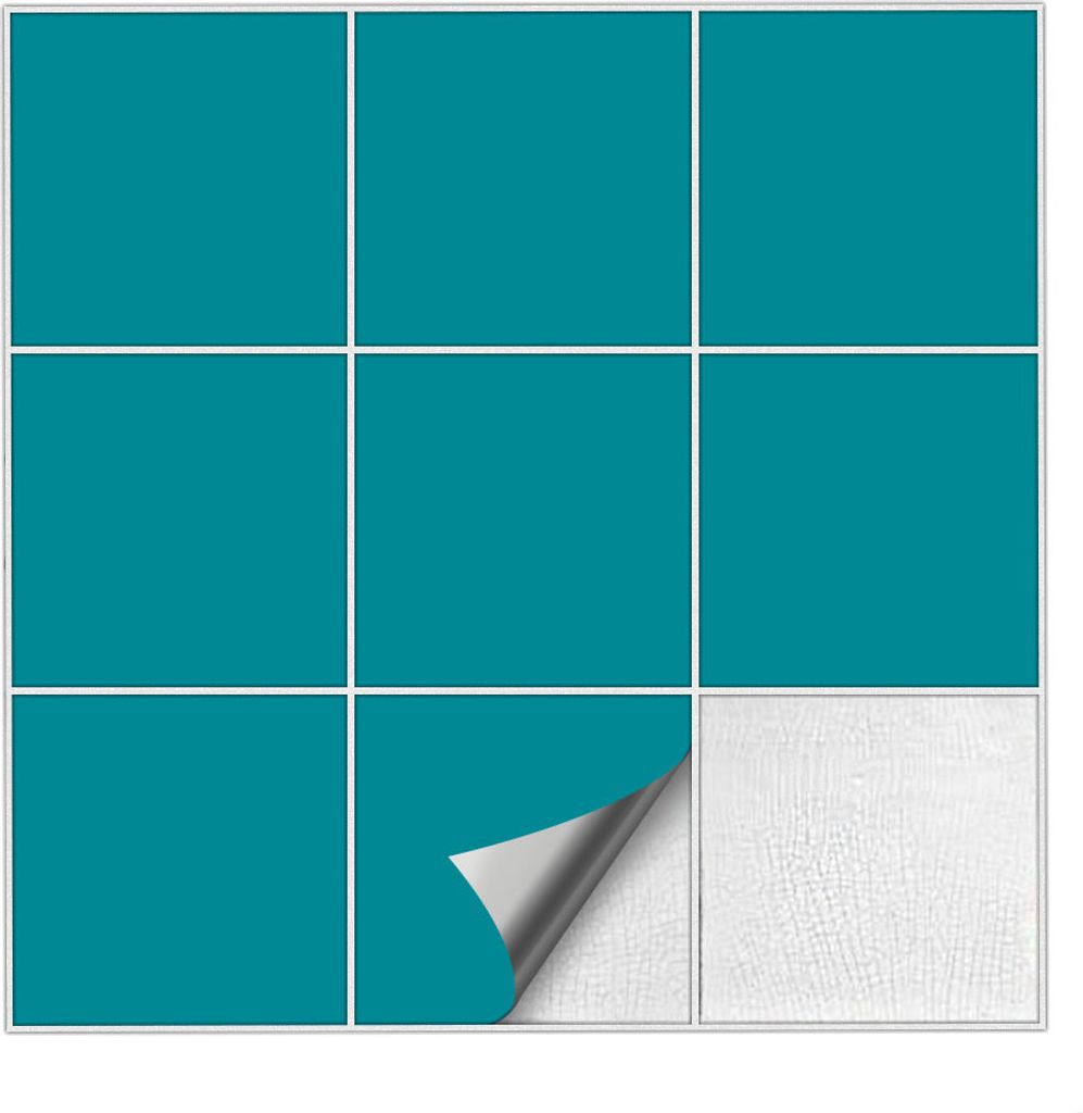 Fliesenaufkleber Für Bad, Küche etc Türkisblau 66 matt 15 x 15 cm 100 Stück