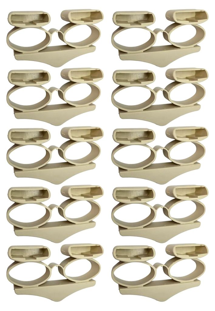 10 Stück Doppel-Lattenhalter Kurz 38 x 8 mm hängend Elastomer für Lattenrost Holzrahmen Bett Endkappen Befestigung Zapfen, beige