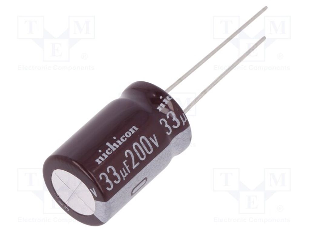 2x Kondensator: elektrolytisch THT 33uF Ø12,5x20mm 200VDC 20% UCA2D330MHD1TO Ele