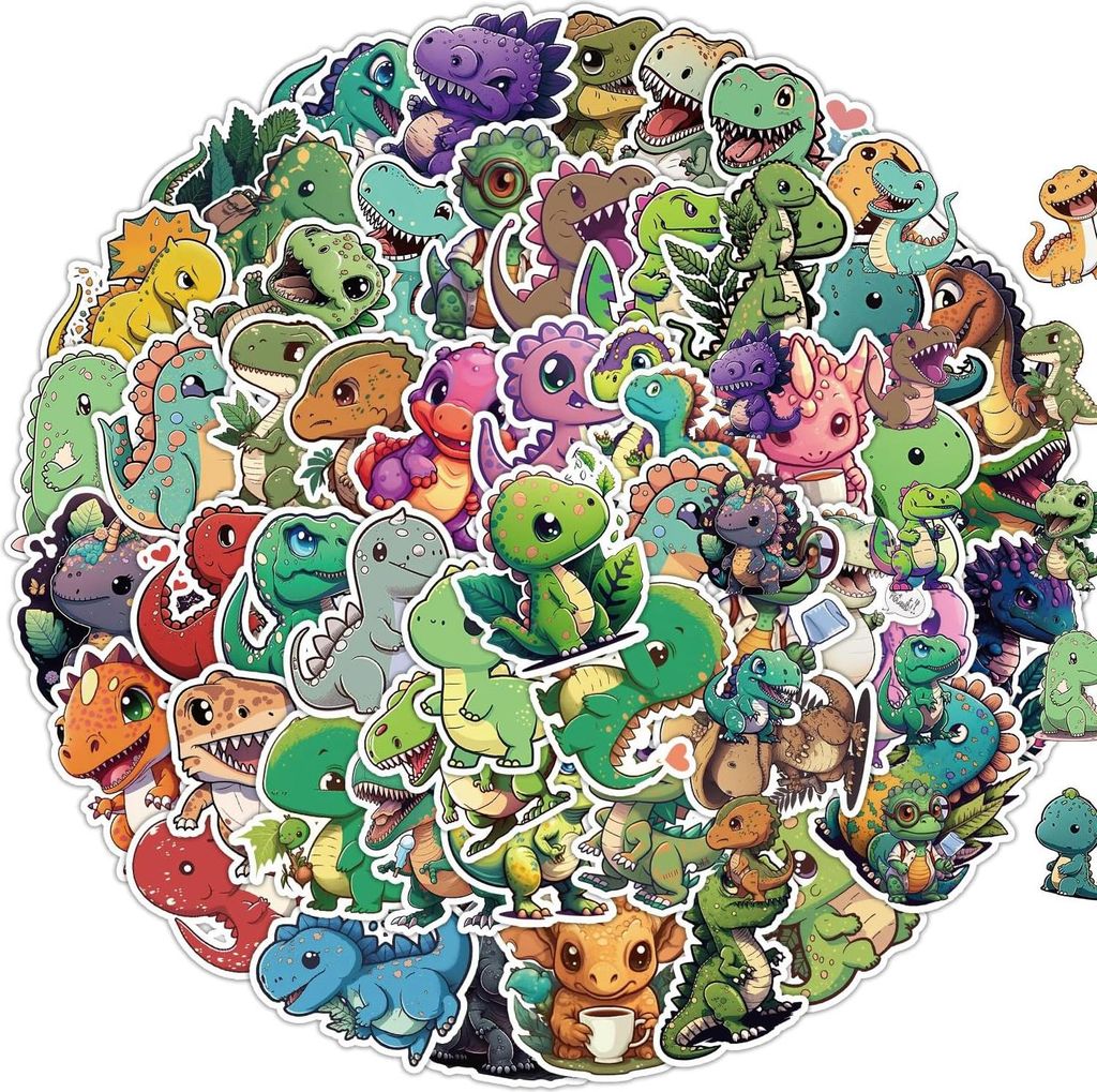 Hoshisea 100 Stück Dinosaurier Aufkleber, Wasserdichte Dinosaurier Aufkleber, Süße Aufkleber, Cartoon Dinosaurier Aufkleber, für Koffer, Mobilt...