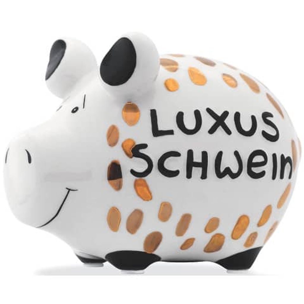 KCG 101667 Spardose Schwein "Luxusschwein" - Keramik, Gold-Edition, klein