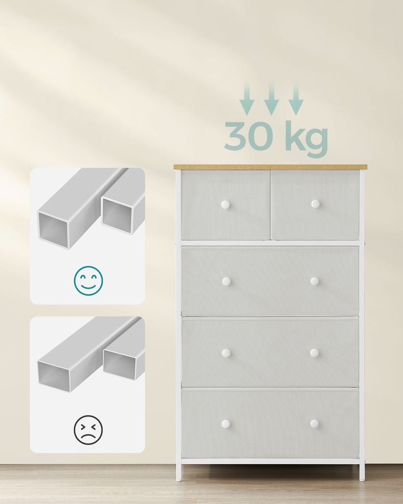 SONGMICS Komoda, úložná skříň, 5 látkových zásuvek Obrázek produktu 6
