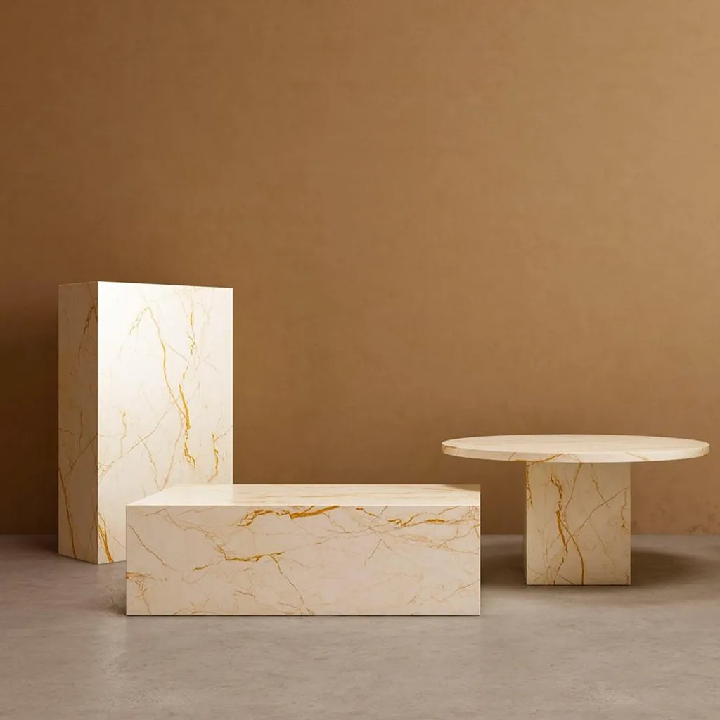 Table basse Mahner 90x50x28 cm effet marbre facile d'entretien salon