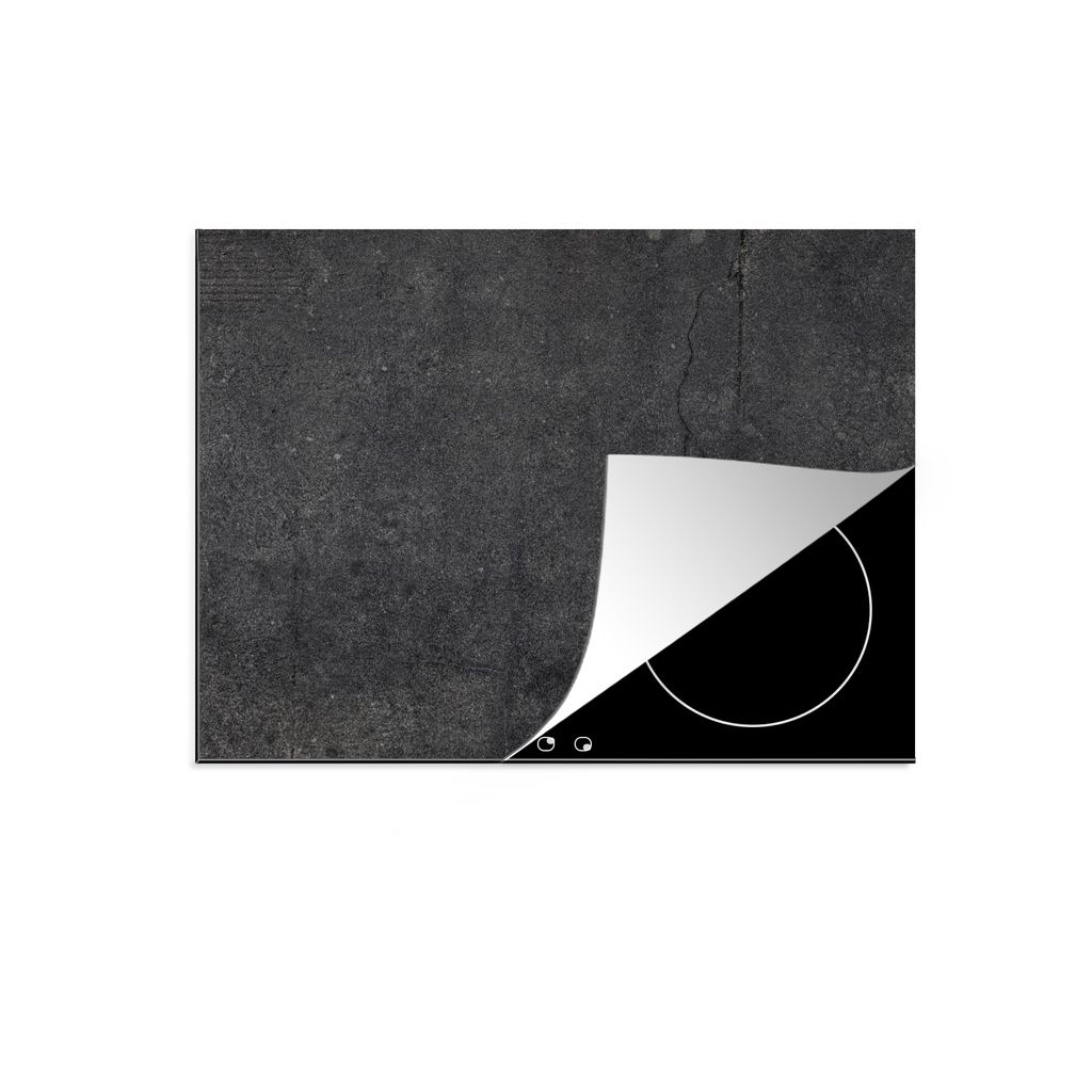 KitchenYeah Herdabdeckplatte Beton - Schwarz - Grau - Rustikal - Industriell , 59x52cm, Küche Deko, Glaskeramikkochfeld Herdabdeckung, Abdeckpla...