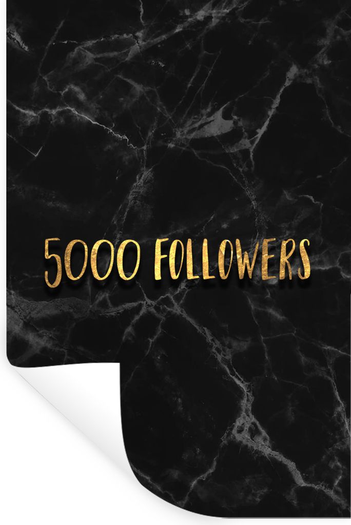 MuchoWow Wandtattoo Wandsticker Wandaufkleber Soziale Medien - Instagram - Gold - Marmor 60x90 cm Selbstklebend und Repositionierbar - Sticker - ...