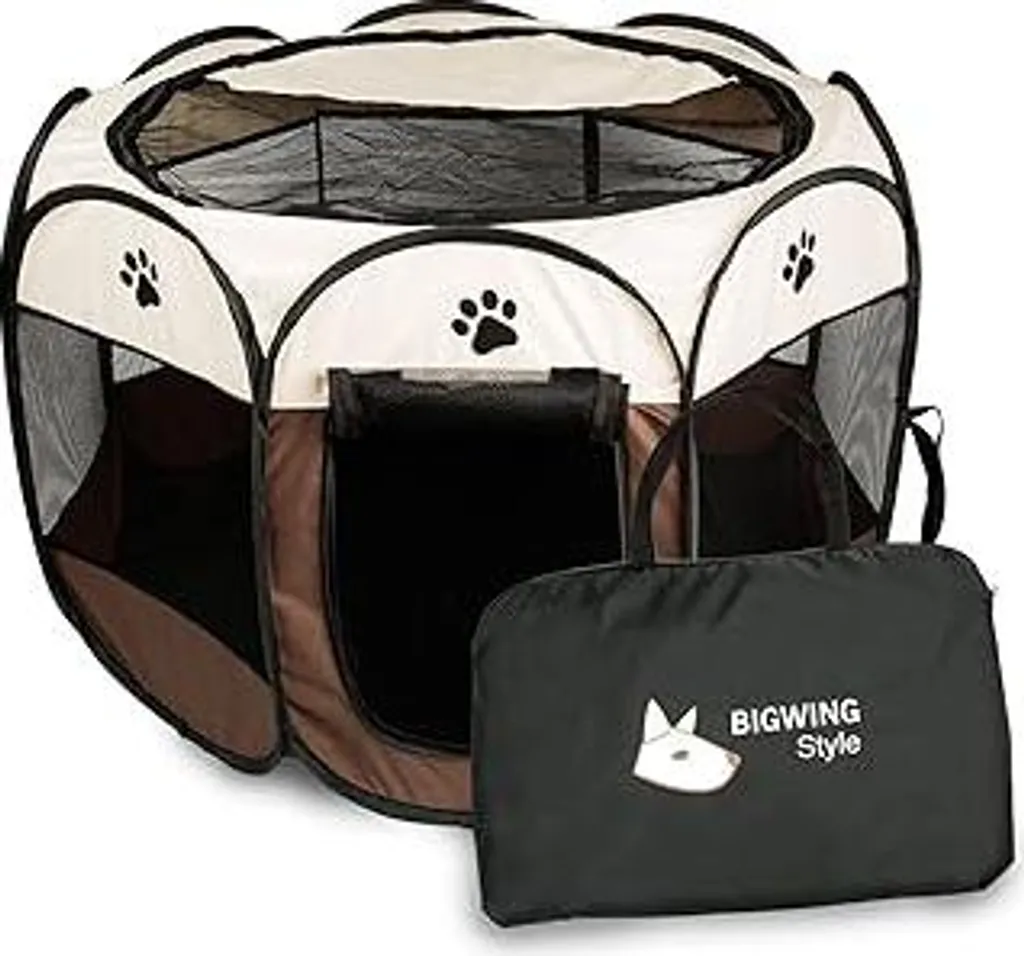 Recinto per Cuccioli Pieghevole S Marrone - Tenda Impermeabile per Cani e Gatti