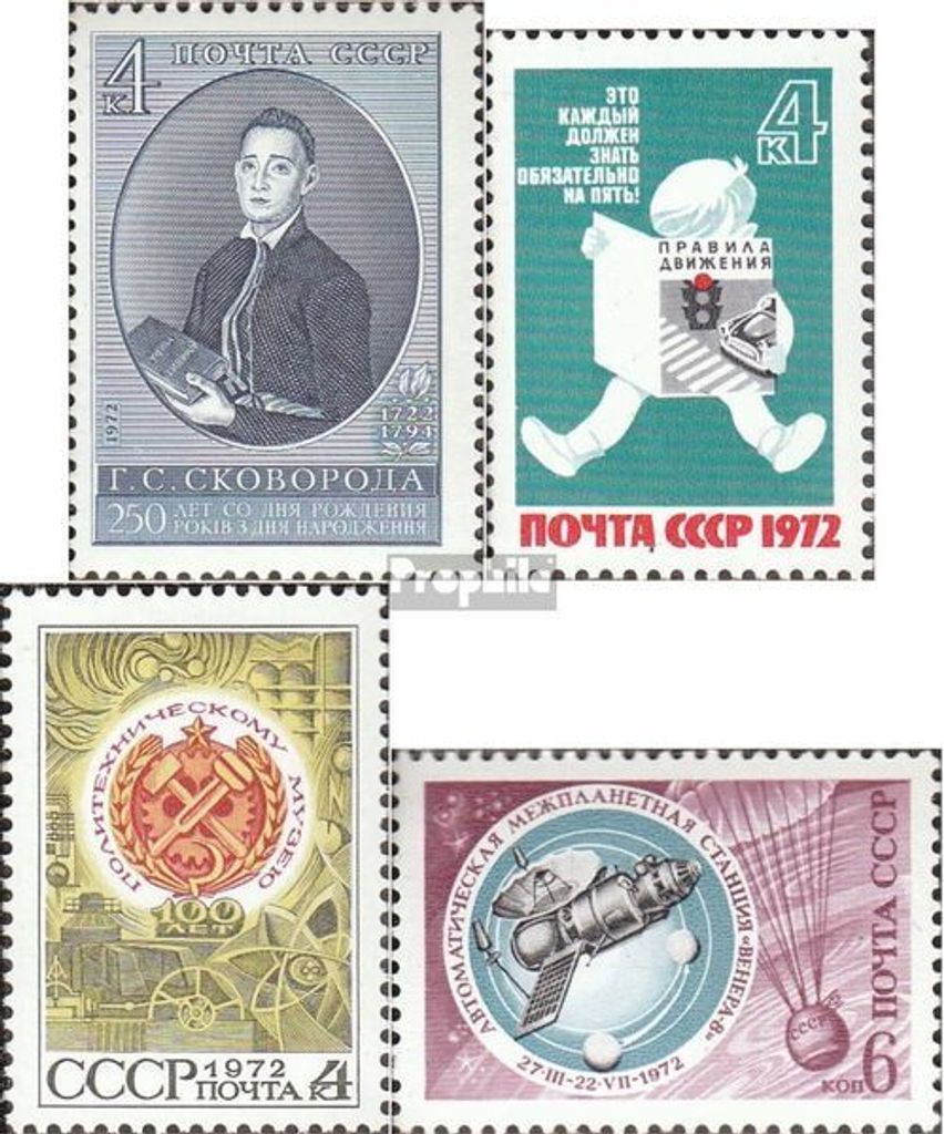 Briefmarken Sowjetunion 1972 Mi 4069,4077,4078,4079 (kompl.Ausg.) postfrisch H. Skoworoda