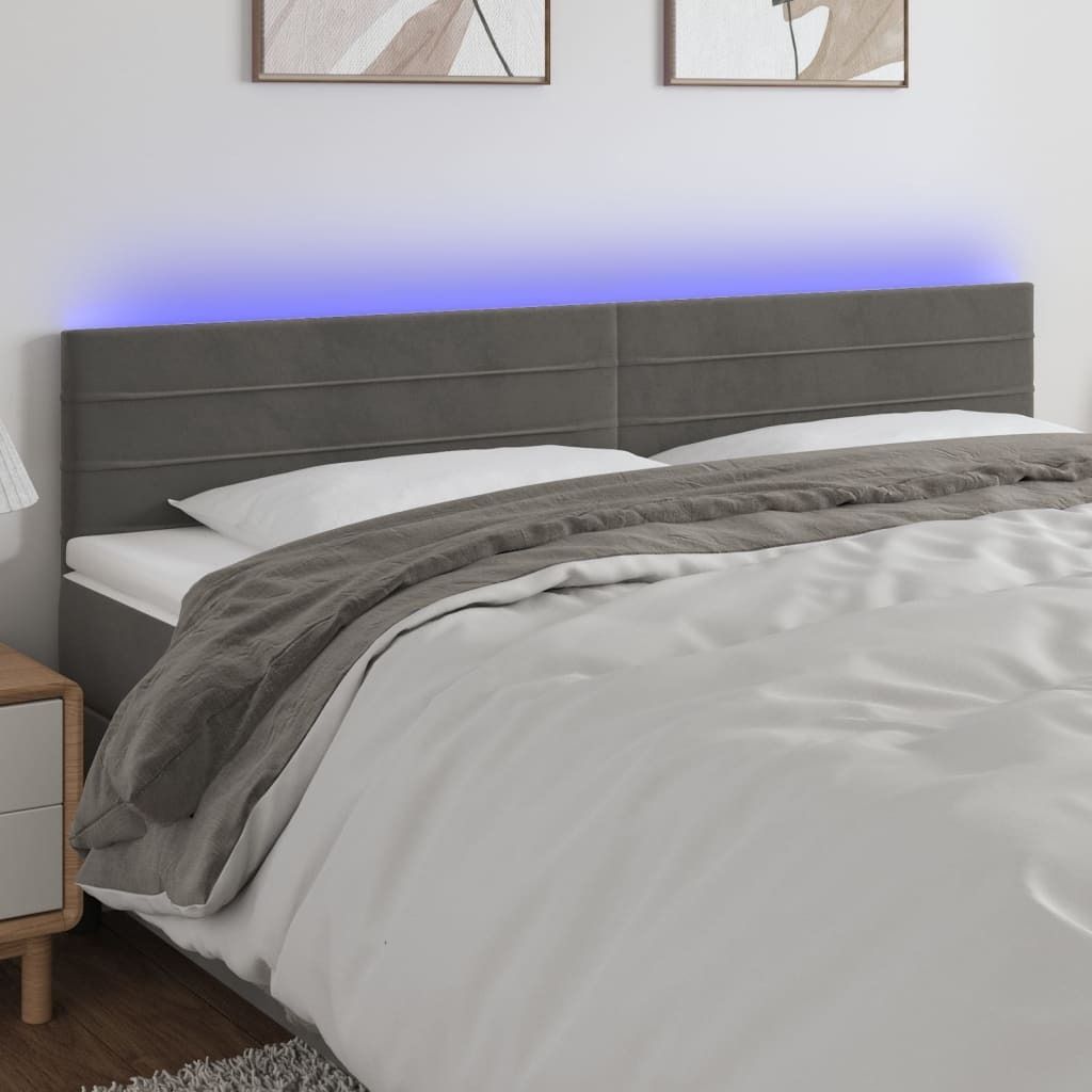 Design New LED Kopfteil Dunkelgrau 200x5x78/88 cm Samt - Kopfteile Möbel2025 CHY5760138 2parcel