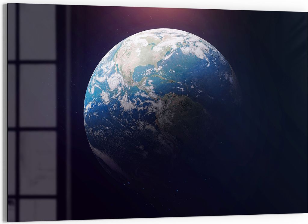 DEQORI Glasbild Echtglas 90x60 cm 'Blick ins All' Wandbild Bild modern Deko