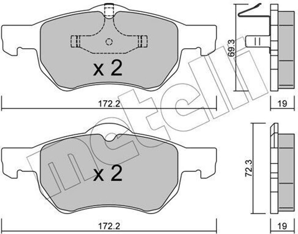 METELLI Bremsbeläge Satz Vorne Bremsklötze für CHRYSLER VOYAGER IV (RG, RS) 22-0523-0