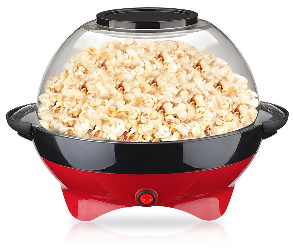 800W Elektrische Popcornmaschine mit Rührsystem, 28 Tassen Popcorn Maker, Schnellheiz-Technologie, Antihaft & Transparenter Deckel