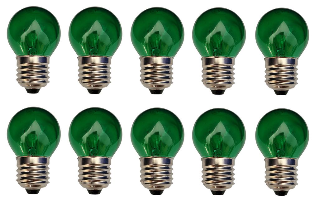 10x Glühbirne Glühlampe Kugel E27 25W 25 Watt Farbe Grün Produktbild 