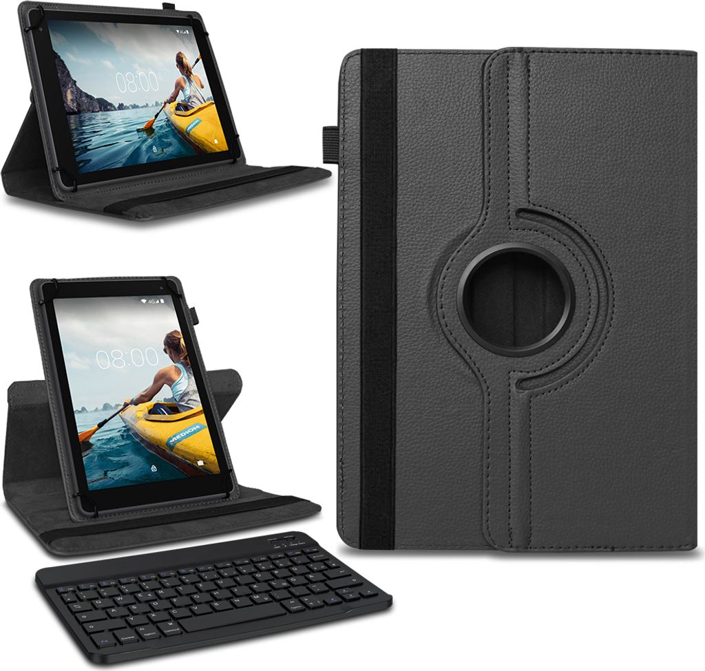 Tablet Tasche für Medion Lifetab E10713 Hülle Schutzhülle Bluetooth Tastatur Farben:Schwarz