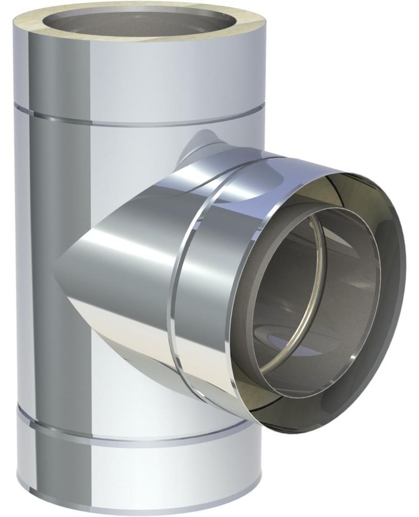 Jeremias DW-ECO 2.0 Edelstahl Schornstein T-Anschluss 87 Grad Innendurchmesser 200mm Doppelwandig für Öl Gas Festbrennstoffe Außenwandmontage