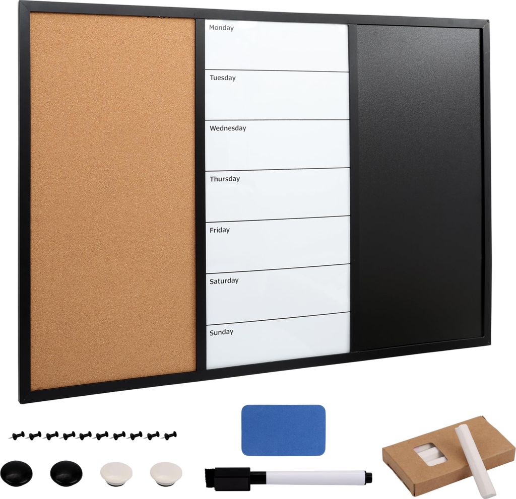 Kurtzy 3-In-1 Pinnwand Kombi-Tafel magnetisch - Tafel aus Produktbild 