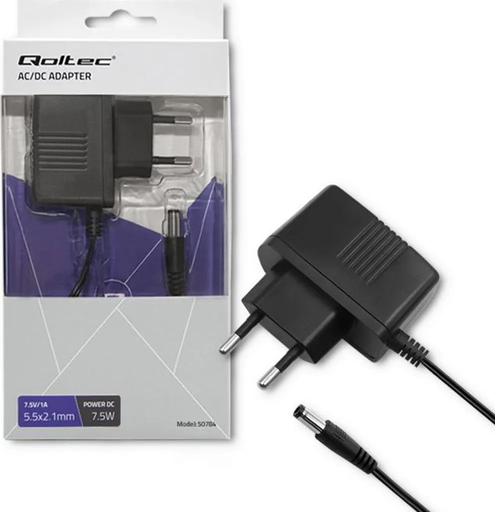 Alimentatore Ricambio Qoltec 7.5V 1A | Spina DC 5.5*2.1 per Riparazioni
