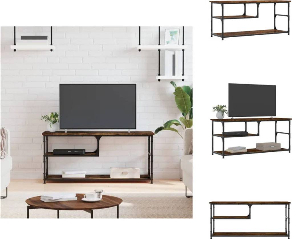 Porta TV vidaXL Rovere Fumé 103x38x46,5 cm Legno Multistrato e Acciaio