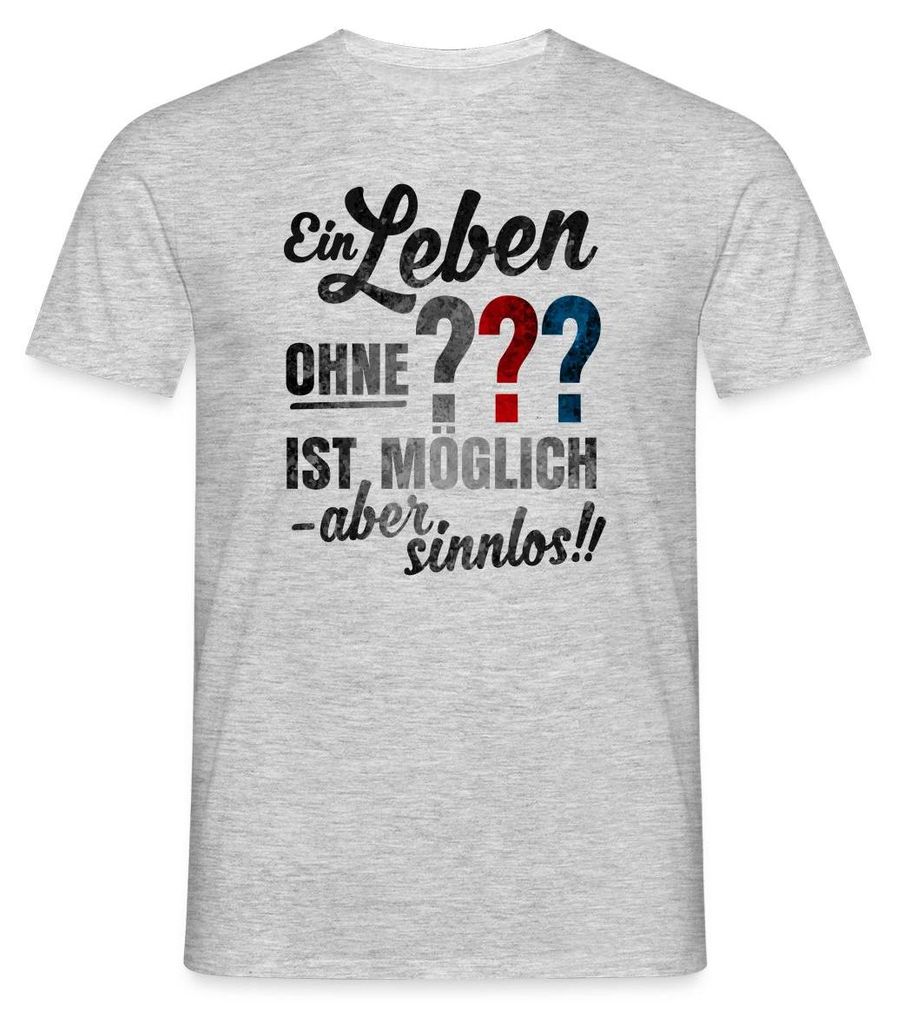 Spreadshirt Die Drei Fragezeichen Spruch Männer T-Shirt, 4XL, Grau meliert