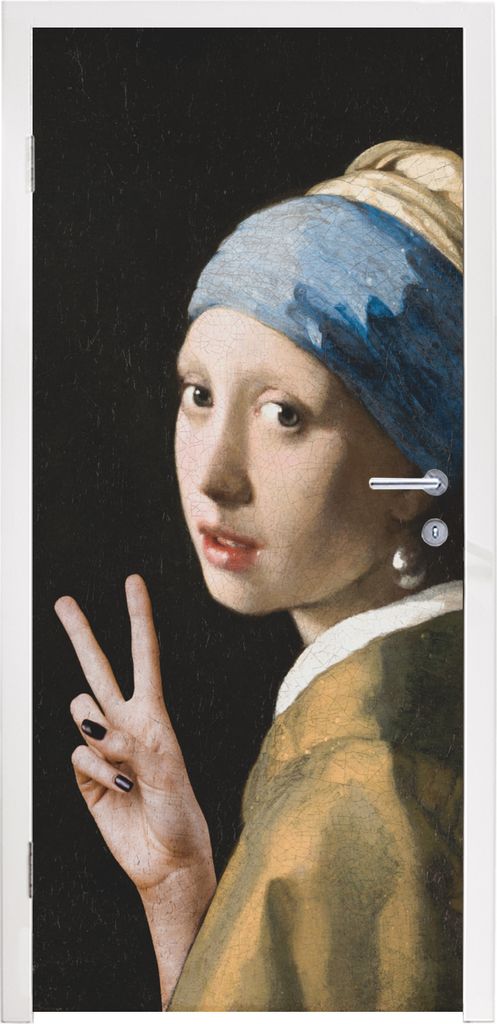 MuchoWow Türtapete Selbstklebende Türfolie Malerei - Vermeer - Alte Meister 90x205 cm Türposter Türaufkleber Klebefolie Türklebefolie - Tür...