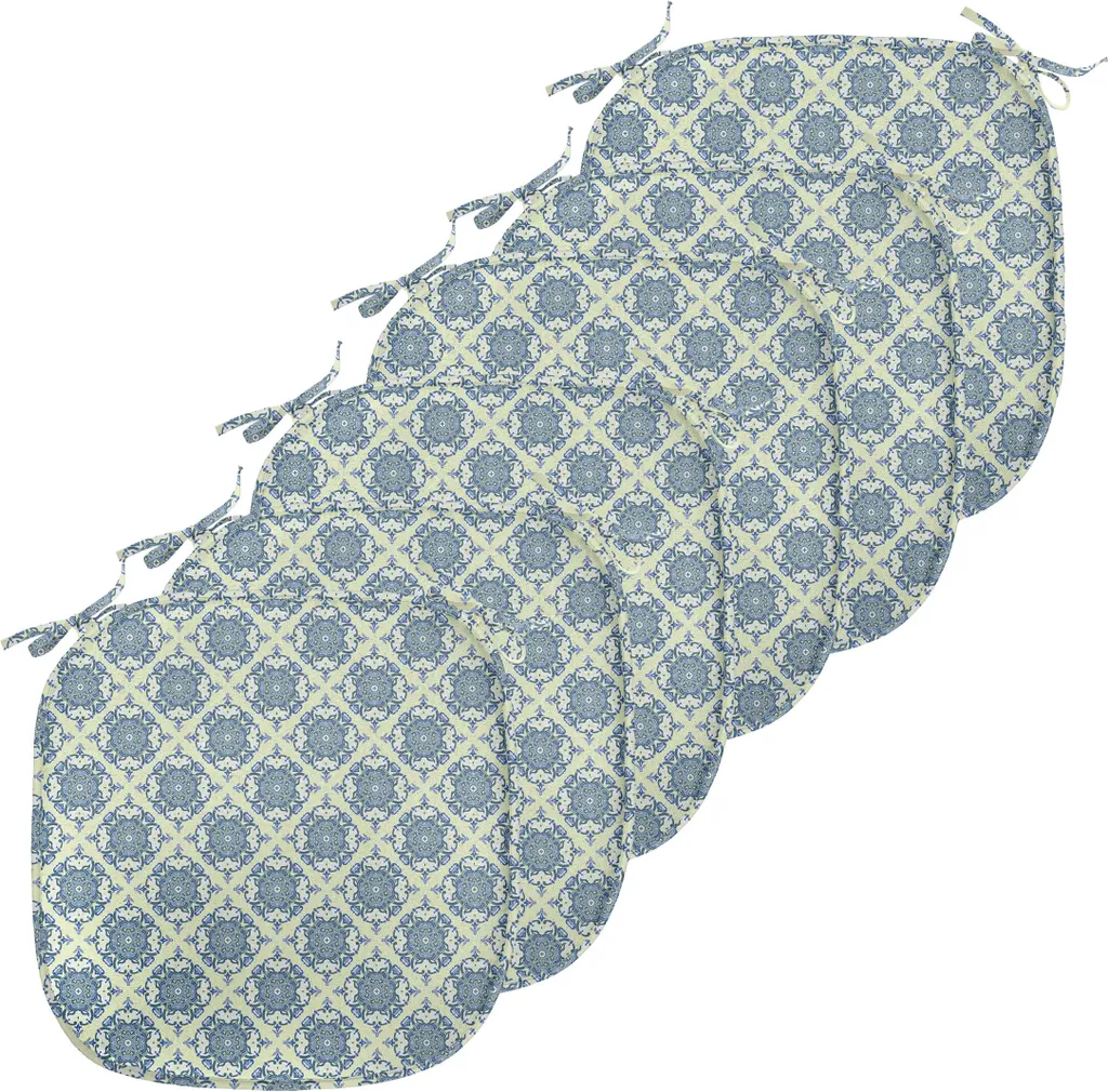 Housse de Chaise Fleurie et Imperméable Vert et Bleu 40cm x 40cm, x6