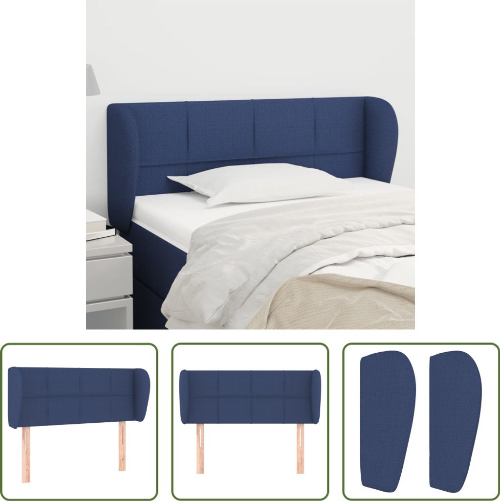 The Living Store Kopfteil mit Ohren Blau 93x23x78/88 cm Stoff