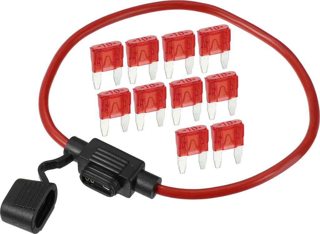 10A Mini Blade Style Sicherung 12 AWG Sicherungshalter Wasserdicht 12 Gauge Sicherungshalter Blade Style Inline Sicherungshalter Metall Schwarz