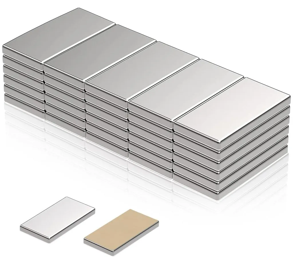 Lot de 30 Aimants Rectangulaires Autocollants en Néodyme Puissants