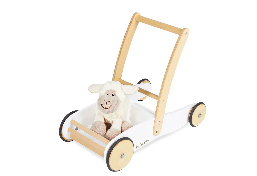 Trotteur Uli Blanc en Bois de Pin pour Bébé - Aide à la Marche Pinolino