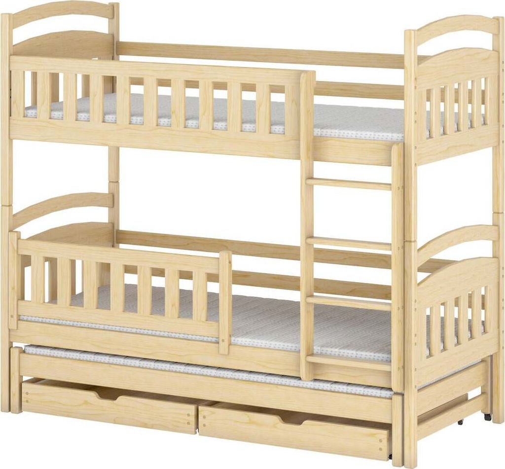FURNLUX Bunk Bed Blanka Kiefer 90x200cm / Hauptfarbe: Beige / Abmessungen: 96 x 208 x 164 cm