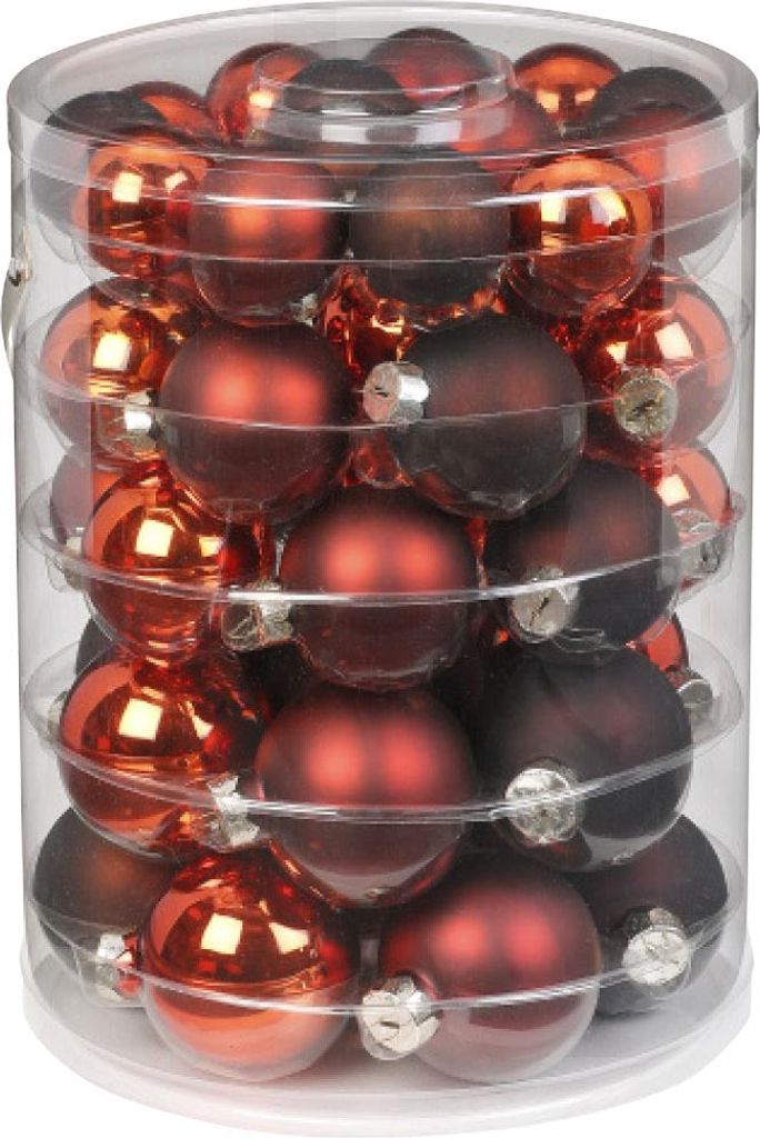 Weihnachtskugeln Glas 4-6cm Mix 44er Set - Shiny Chestnut