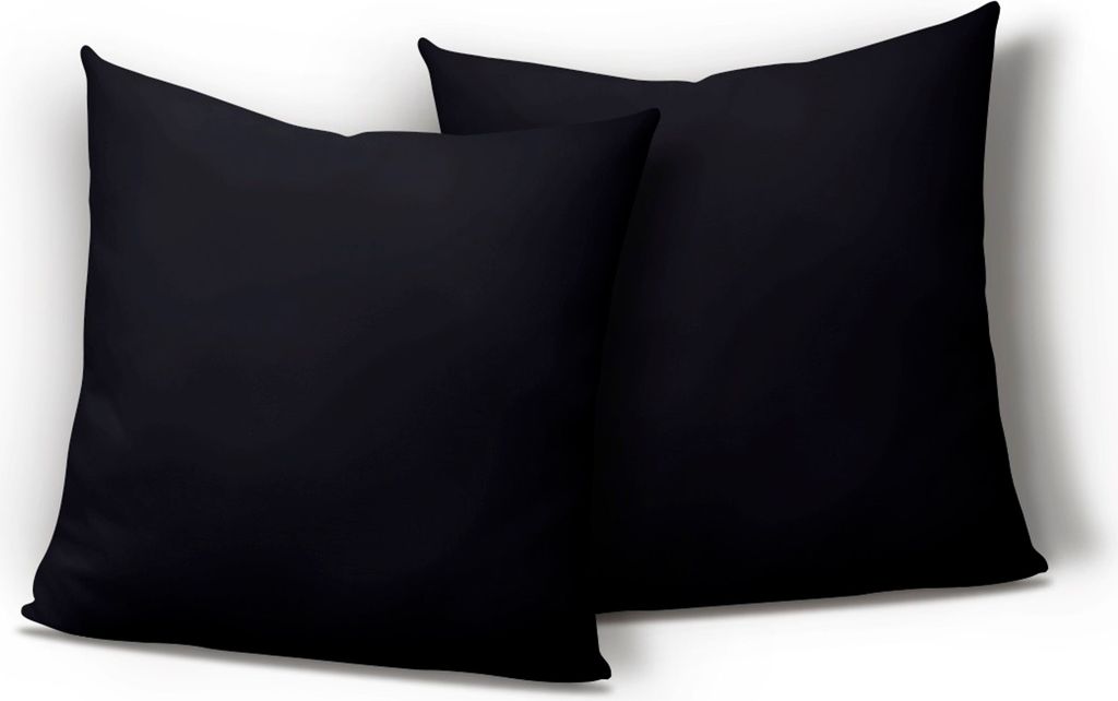 2er Set Mikrofaser Kissenbezug Kissenhülle Kopfkissen Hülle Uni , Größe:40 x 40 cm, Farbe:Schwarz