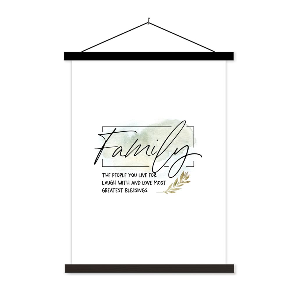 MuchoWow Textilposter Zitate - Familie - Sprichwörter 40x53 cm mit schwarzem Rahmen - Abbildung