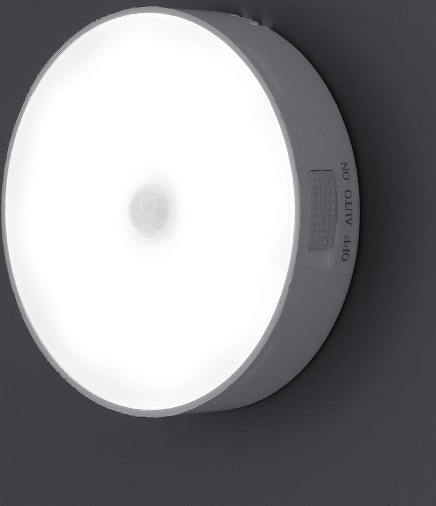 3 Stück LED Sensor Nachtlicht (kühles weißes Licht), LED Bewegungsmelder Nachtlicht 2 Modi mit USB wiederaufladbar für Treppe, Küche, Schrank,...