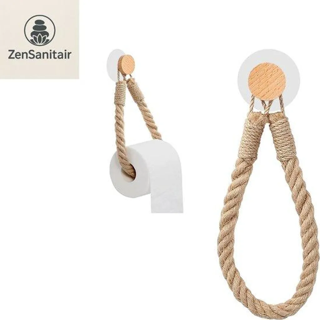 Siège de toilettes en jute avec cordon style vintage - Installation facile