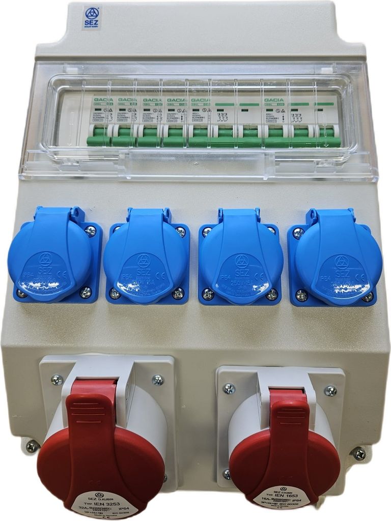 Wandverteiler Stromverteiler CEE 32A 16A 230V Schuko mit Sicherungen LS / ROS11/x-21/S 97V-1