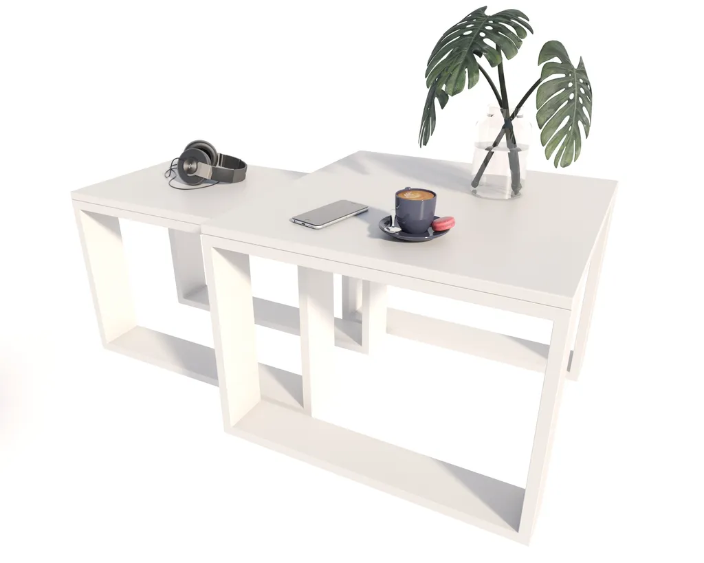 Tavolino Salotto Bianco Legno Soppalcato: Soluzione Salvaspazio
