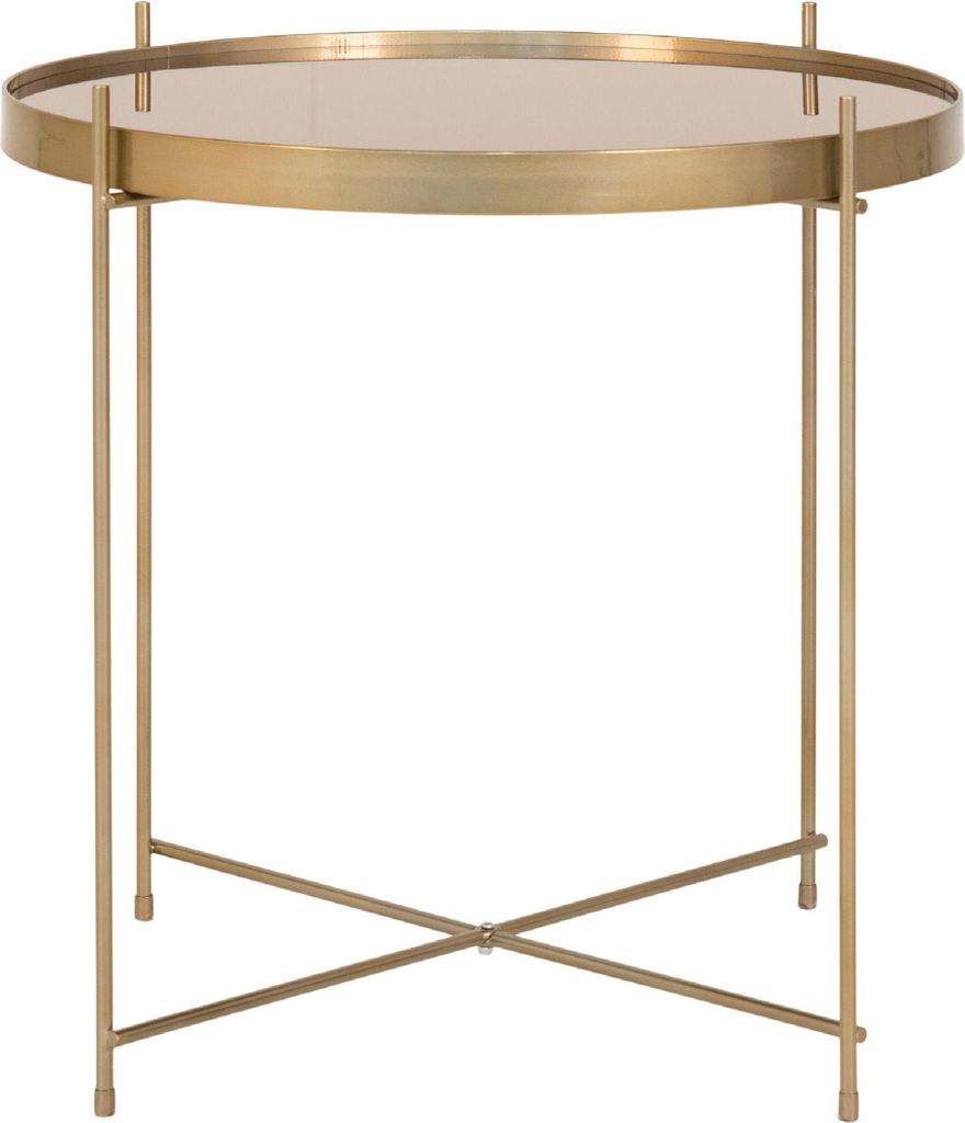 QUVIO Runder Couchtisch Emma - Stahl - Glas - Ø48 cm - Gold