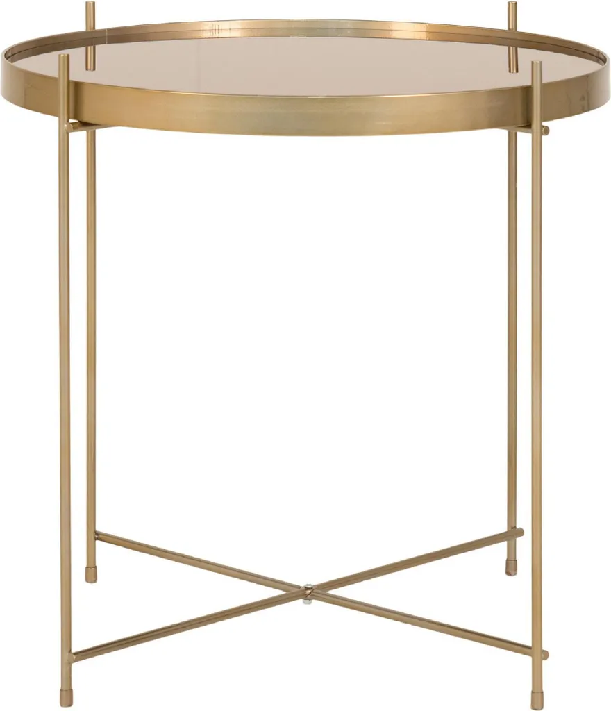 QUVIO Emma: Tavolino da Caffè Oro e Vetro - Minimalismo Luxury Ø48