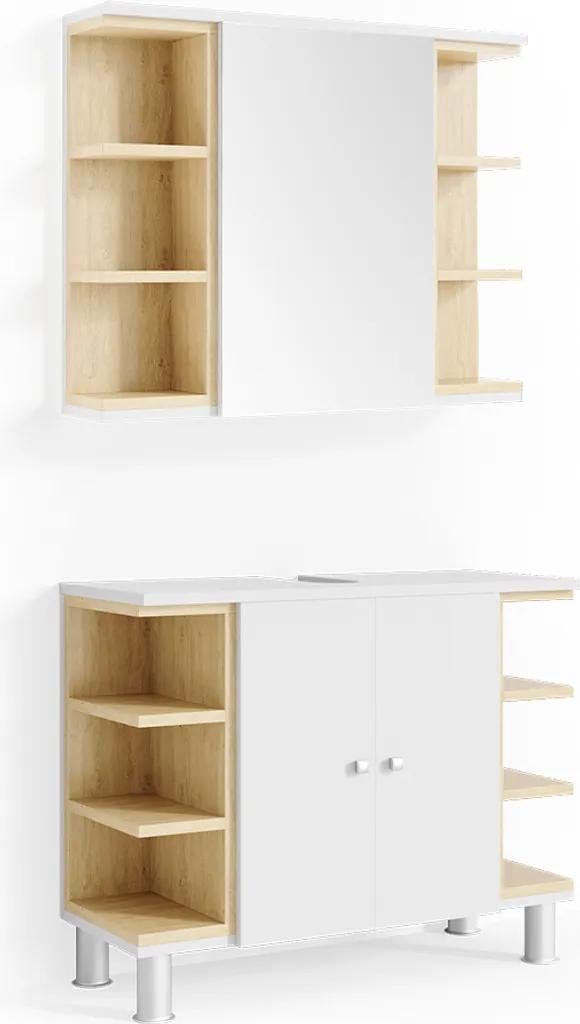 Gagnez de la place avec le meuble de salle de bain Vicco Aquis blanc set