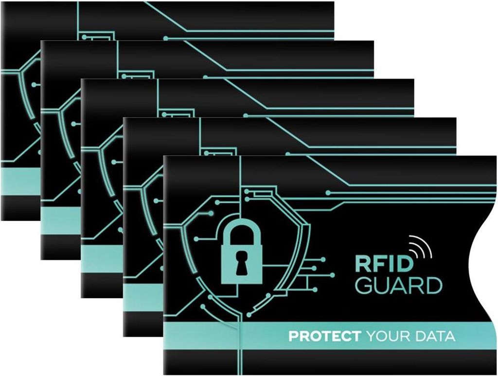 RFID GUARD 5x NFC RFID Schutzhülle Karten Hüllen Set RFID & NFC Schutz Blocker Etui für EC Kreditkarten Ausweis