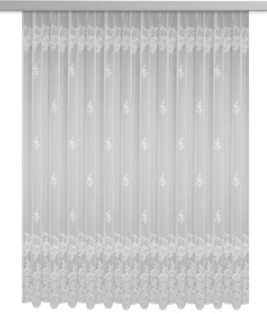 Fertigstore "Blumen" weiß mit Kräuselband - Fertiggardine von Albani: 245x300cm / Weiß Größe (HxB): 245x300cm Farbe: Weiß