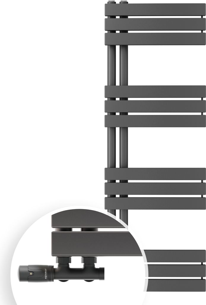 Aquabad Badheizkörper Fornax inkl. Multiblock Eckausführung 40x115cm 461W Anthrazit - Ohne Heizstab / Ohne Heizstabelement