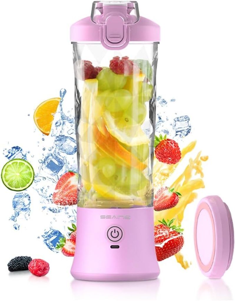 Tragbarer Mixer für Milkshakes und Ice-Creams, Mini-Mixer mit 6 Klingen und USB-Aufladung für Fitnessstudio, Küche