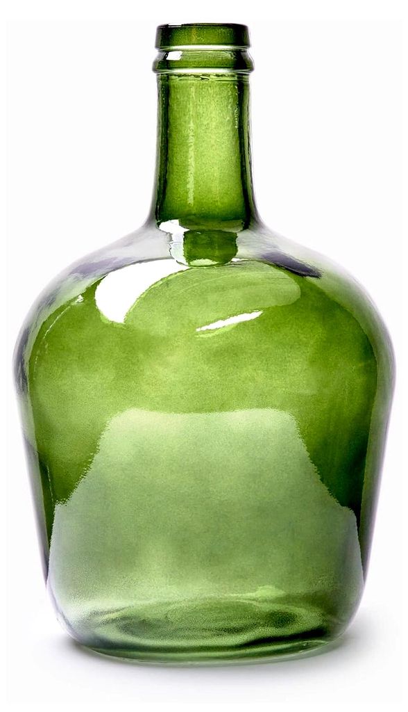 Handgefertigte Damajuana Glaskaraffe 4L - Glasflasche oder Karaffe im mediterranen Stil für die Wohnraumgestaltung (Olivgrün)