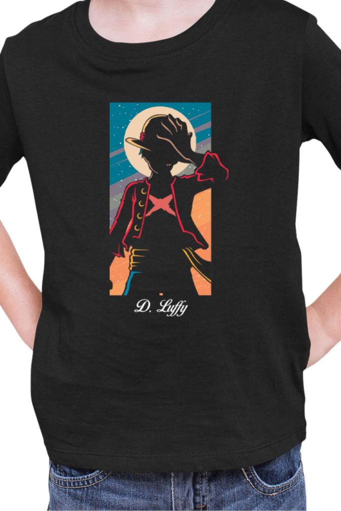 Kinder T-Shirt Japan Manga Anime Comics Animation One Manga Piece Anime Luffy Moon, 12-13 Jahr - 152 / Schwarz